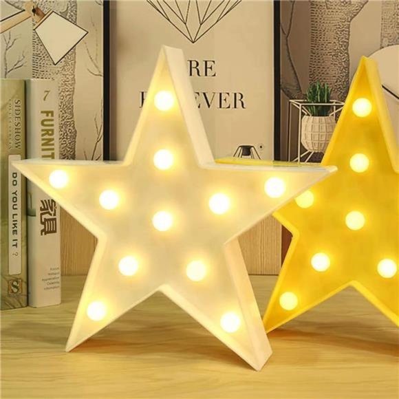 Star Marquee Sign Lights, Warm White LED Lamp -Living Room, Bedroom Table & Wall - Picture 7 of 7